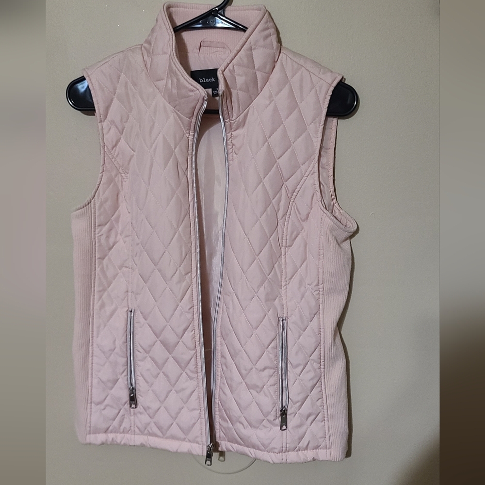 Black Rivet Light Pink Quilted Vest Size S